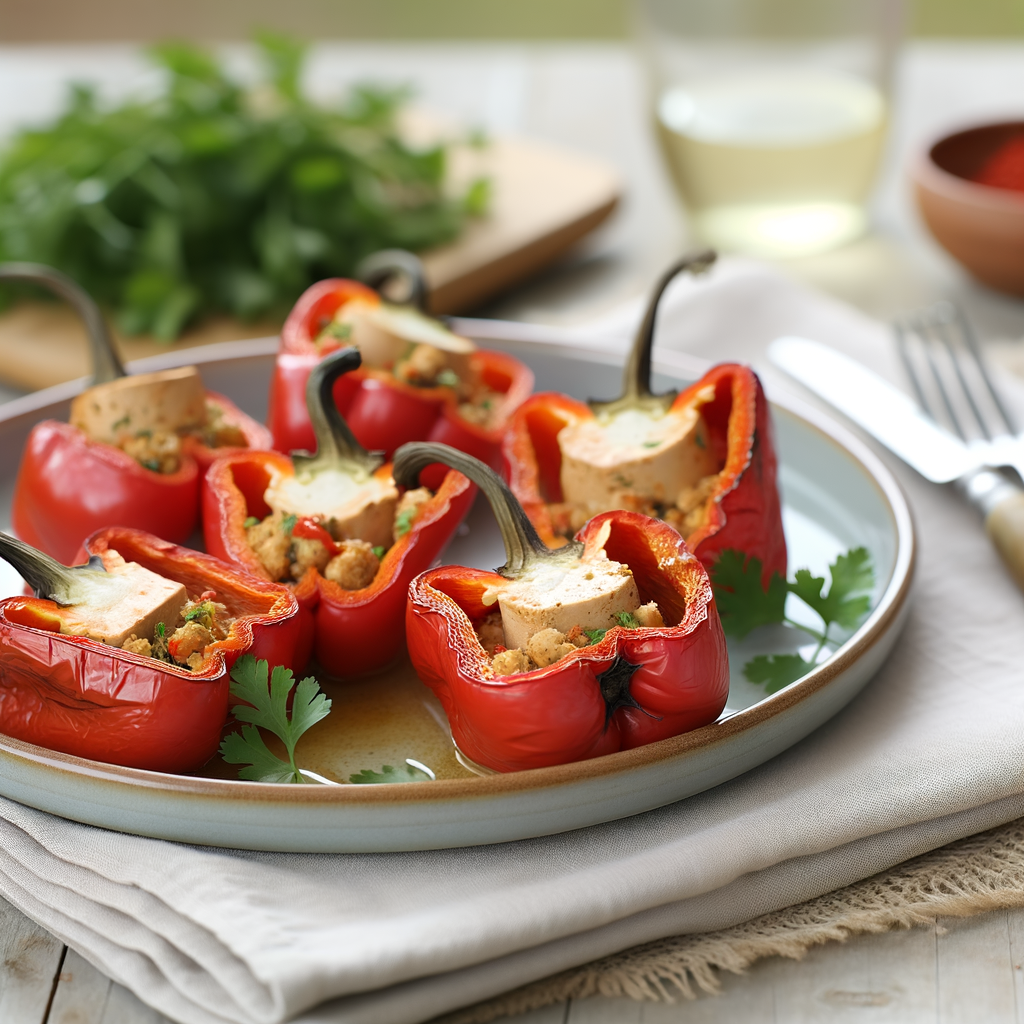 Vegan Recipe for Delicious Tofu-Stuffed Romano Peppers