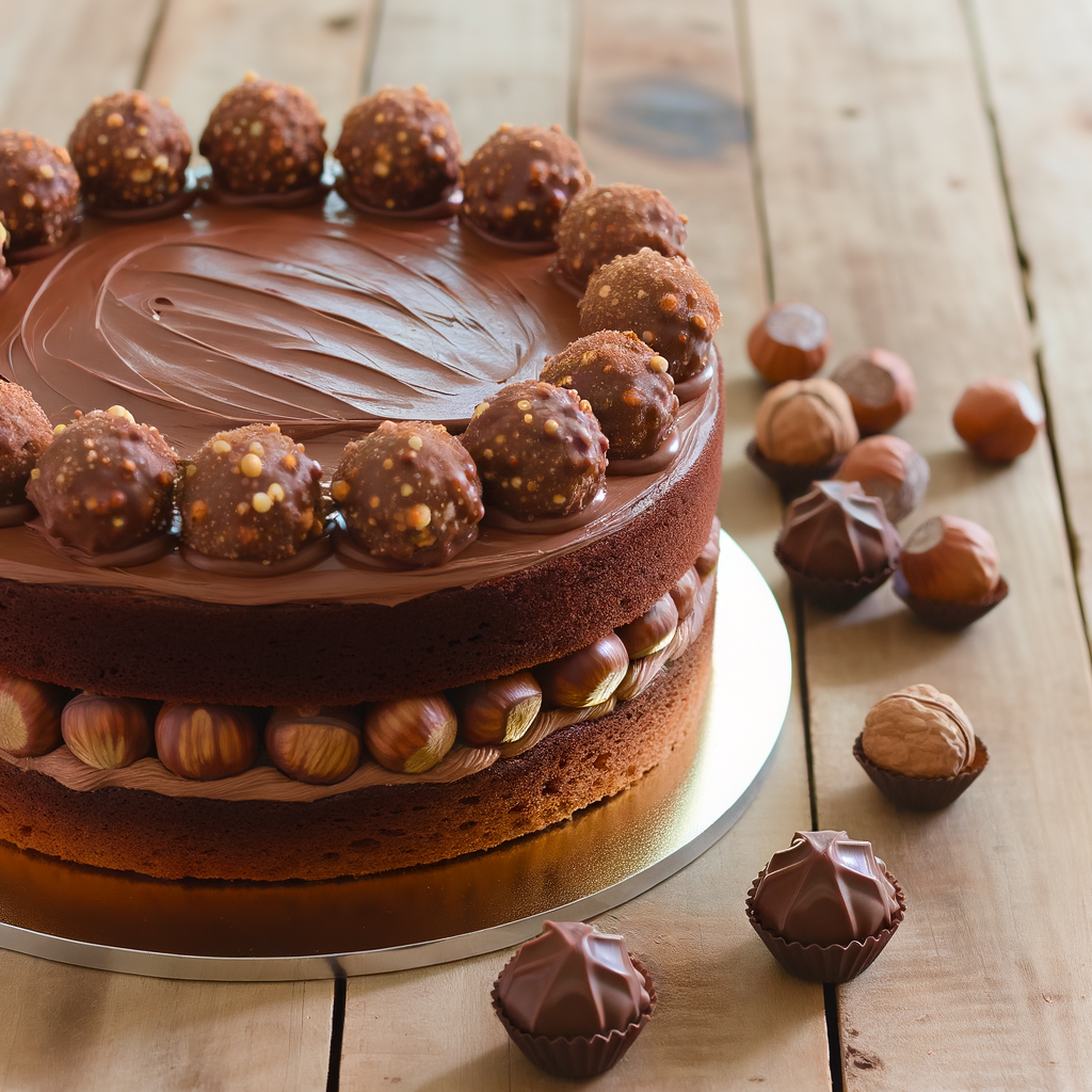 Indulge in a Decadent Vegan Ferrero Rocher Chocolate Hazelnut Cake